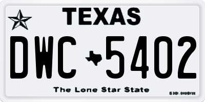 TX license plate DWC5402