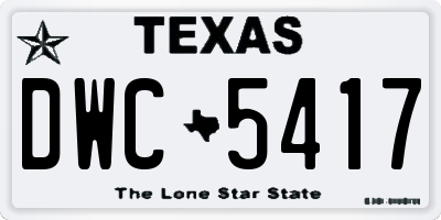 TX license plate DWC5417