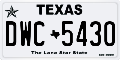 TX license plate DWC5430