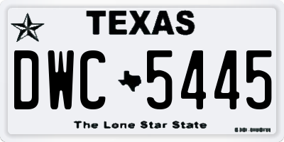 TX license plate DWC5445