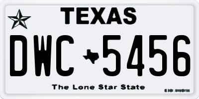 TX license plate DWC5456