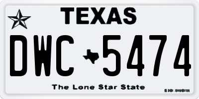 TX license plate DWC5474