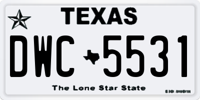 TX license plate DWC5531