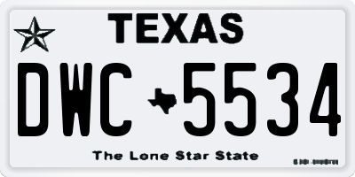 TX license plate DWC5534