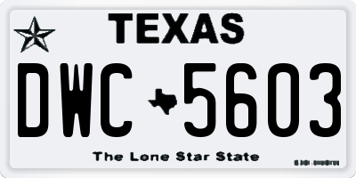 TX license plate DWC5603