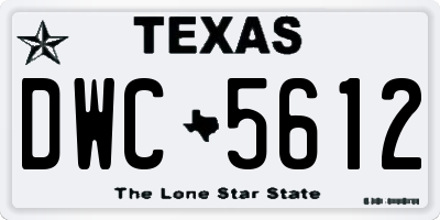 TX license plate DWC5612