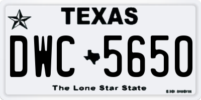 TX license plate DWC5650