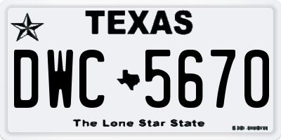 TX license plate DWC5670