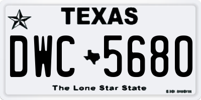 TX license plate DWC5680