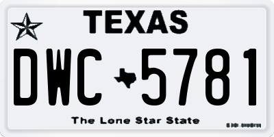 TX license plate DWC5781