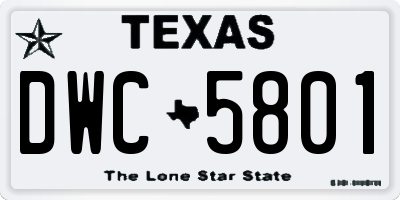 TX license plate DWC5801
