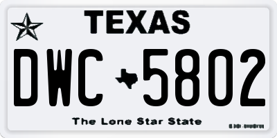 TX license plate DWC5802