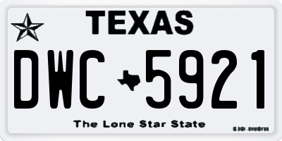TX license plate DWC5921