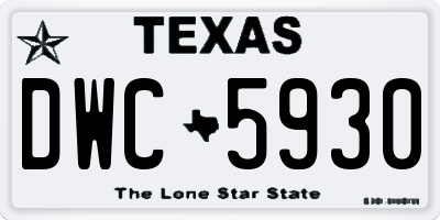 TX license plate DWC5930
