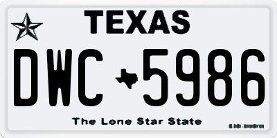 TX license plate DWC5986