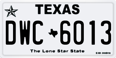 TX license plate DWC6013