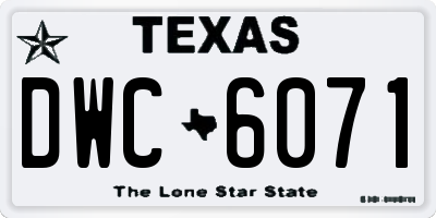 TX license plate DWC6071