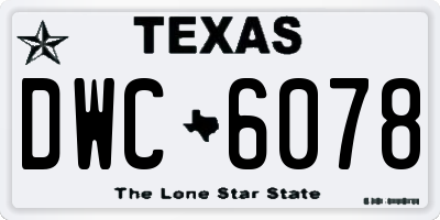 TX license plate DWC6078