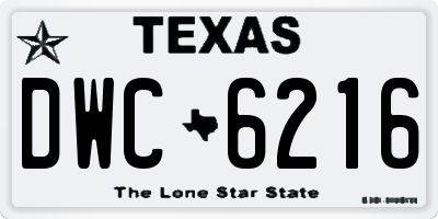 TX license plate DWC6216
