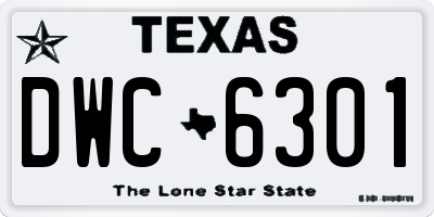 TX license plate DWC6301