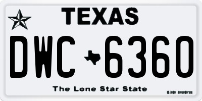 TX license plate DWC6360