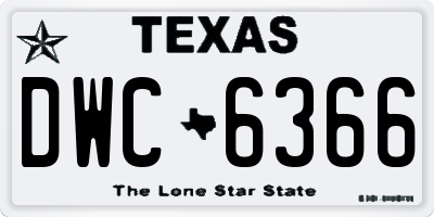 TX license plate DWC6366