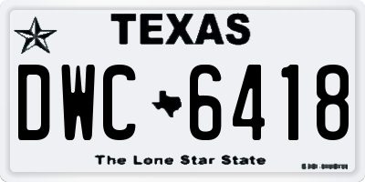 TX license plate DWC6418