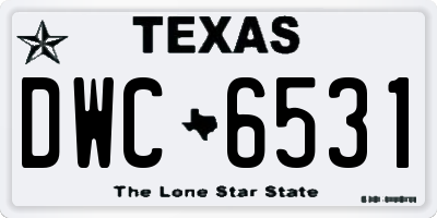 TX license plate DWC6531