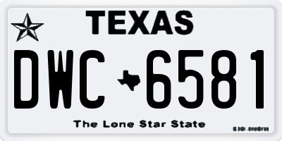 TX license plate DWC6581