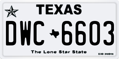 TX license plate DWC6603