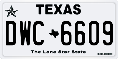 TX license plate DWC6609