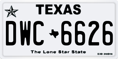 TX license plate DWC6626