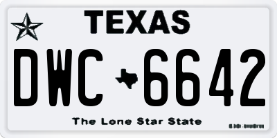 TX license plate DWC6642