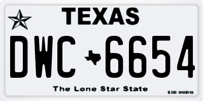 TX license plate DWC6654