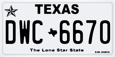 TX license plate DWC6670