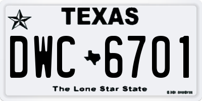 TX license plate DWC6701