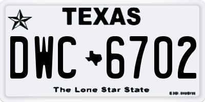 TX license plate DWC6702