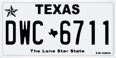 TX license plate DWC6711
