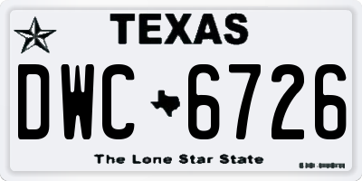 TX license plate DWC6726