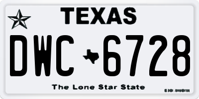 TX license plate DWC6728