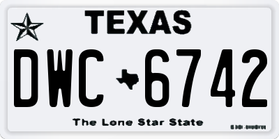 TX license plate DWC6742