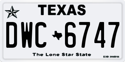 TX license plate DWC6747