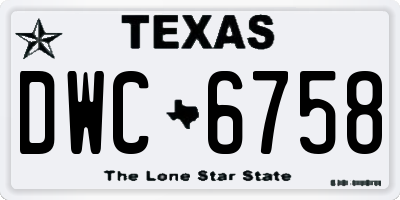 TX license plate DWC6758