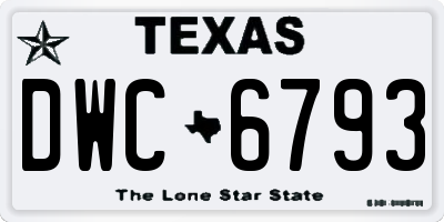 TX license plate DWC6793