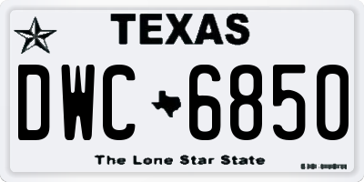 TX license plate DWC6850