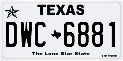 TX license plate DWC6881