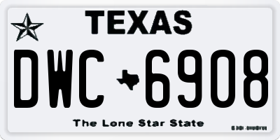 TX license plate DWC6908