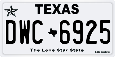 TX license plate DWC6925