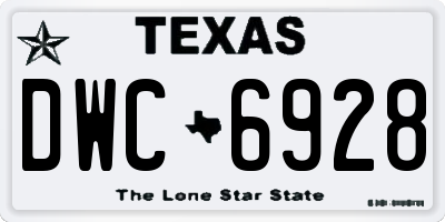TX license plate DWC6928