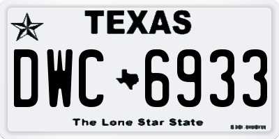 TX license plate DWC6933